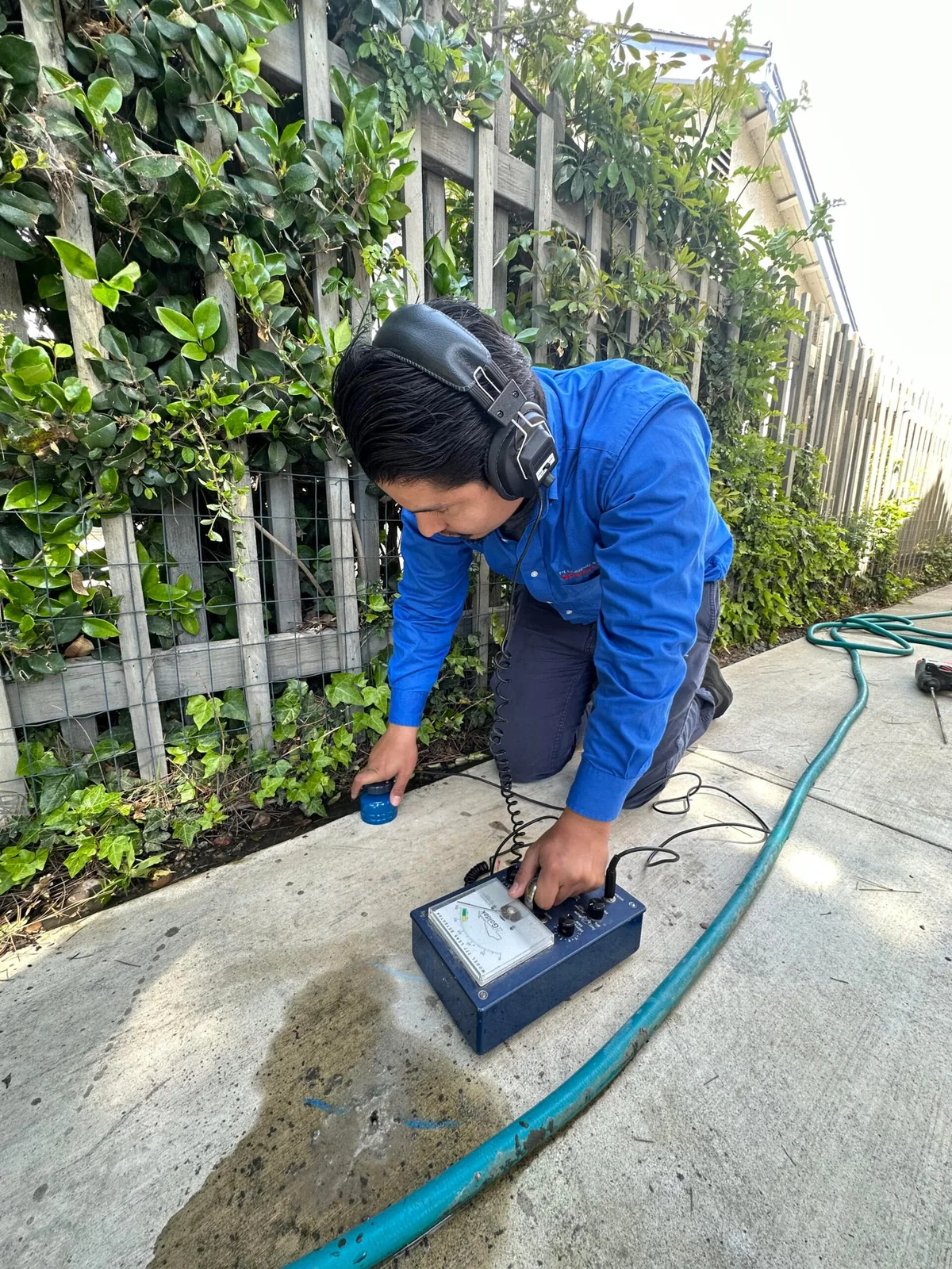Electronic leak detection equipment used during a plumbing inspection