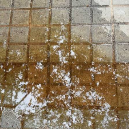Damp tile area that may warrant moisture investigation